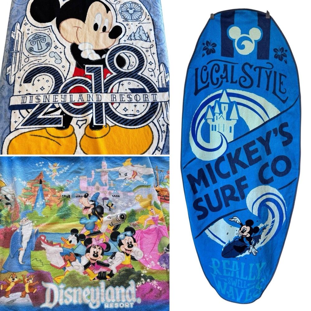 Disney Parks Resorts Vintage Y2k Beach Towels set of 3 Splash Mountain Surfboard